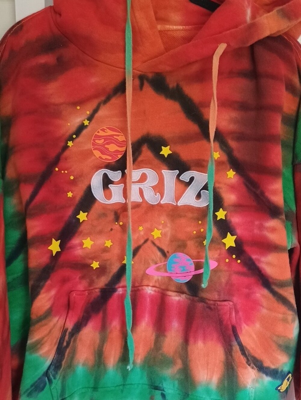 Tie-Dye Hoodie Sweatshirt - Red & Green - Picture 2 of 4